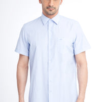 Light Blue Short-Sleeved Patterned Classic Shirt