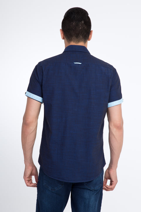Navy Blue KZ SANTUK TAS KK Cotton Shirt