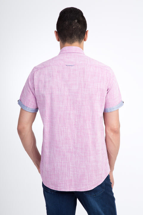 Pink Short-Sleeve Cotton Sport Shirt