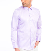 Lilac Long Sleeve Slim Fit Narrow Cut Satin Cotton Shirt