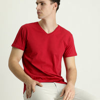 Red Basic V-Neck Supreme T-Shirt