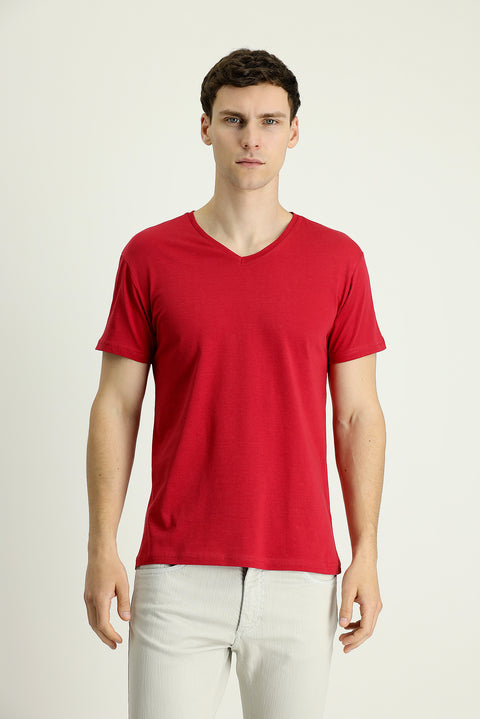 Red Basic V-Neck Supreme T-Shirt