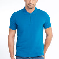 Petrol Polo Collar Regular Fit Cotton T-Shirt