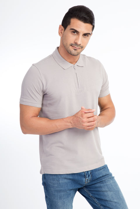 Mink Polo Collar Regular Fit Cotton T-shirt