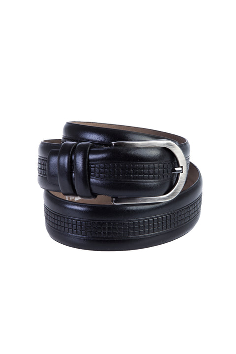 Black Patterned Classic Belt