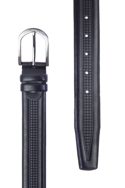 Black Patterned Classic Belt