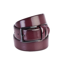 Burgundy Patterned Patent Leather Belt