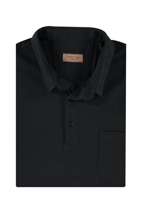 Black Plus Size Polo Collar Regular Fit Cotton T-shirt