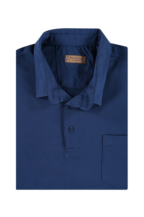 Navy Blue Plus Size Polo Collar Regular Fit Cotton T-Shirt