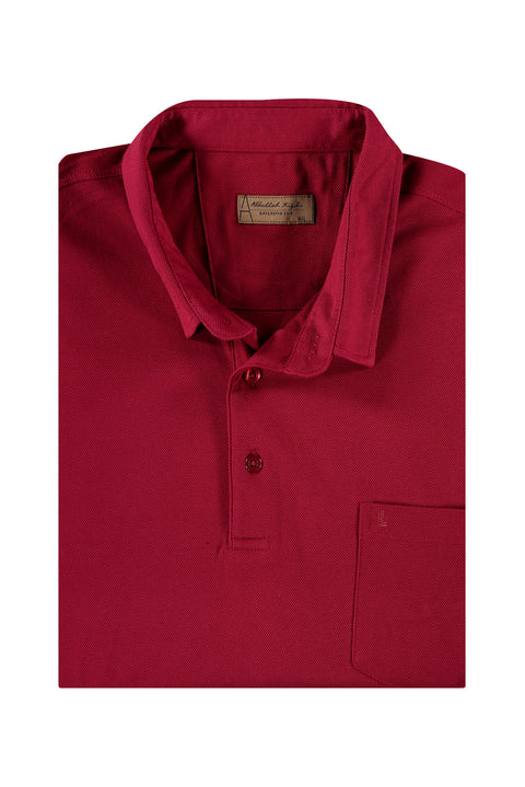 Red Plus Size Polo Collar Regular Fit Cotton T-shirt