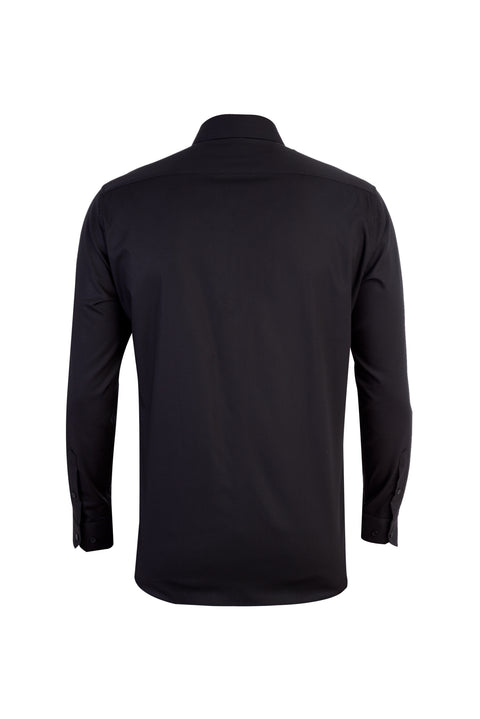 Black Long Sleeve Easy Iron Slim Fit Narrow Cut Cotton Shirt