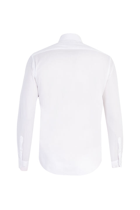 White Long Sleeve Easy Iron Slim Fit Narrow Cut Cotton Shirt