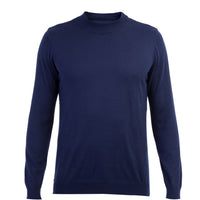 Navy Blue Half Turtleneck Regular Fit Cotton Knit Sweater