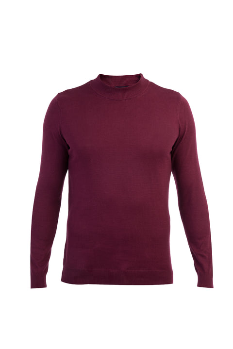 Bordo Yarım Balıkçı Yaka Regular Fit Pamuk Triko Kazak