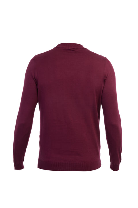 Bordo Yarım Balıkçı Yaka Regular Fit Pamuk Triko Kazak