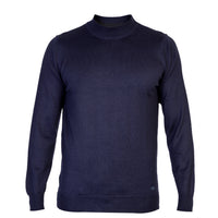 Navy Blue Half Turtleneck Regular Fit Wool Knit Sweater
