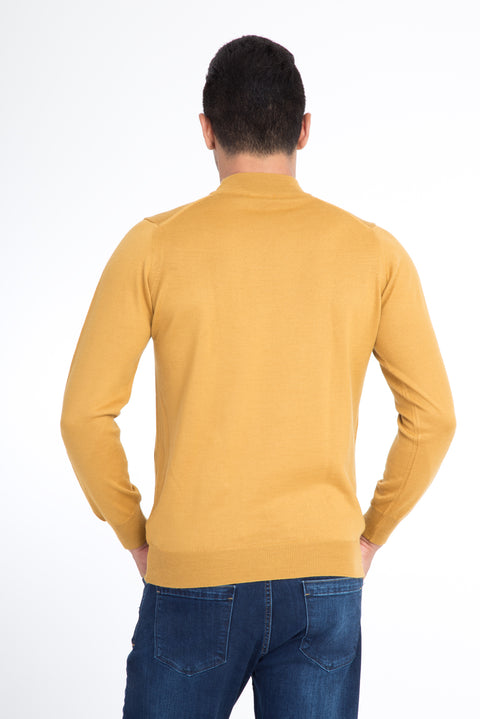 Açık Kahve - Camel Yarım Balıkçı Yaka Regular Fit Yünlü Triko Kazak
