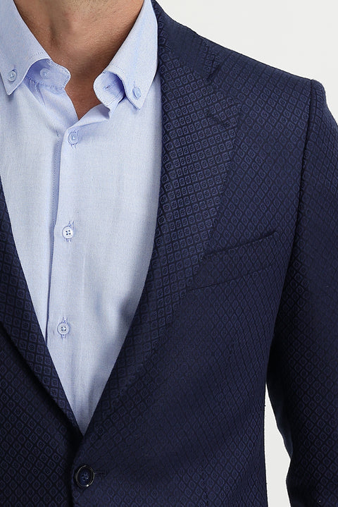 Blue 4 Drop Relaxed Fit Eyelet Jacket