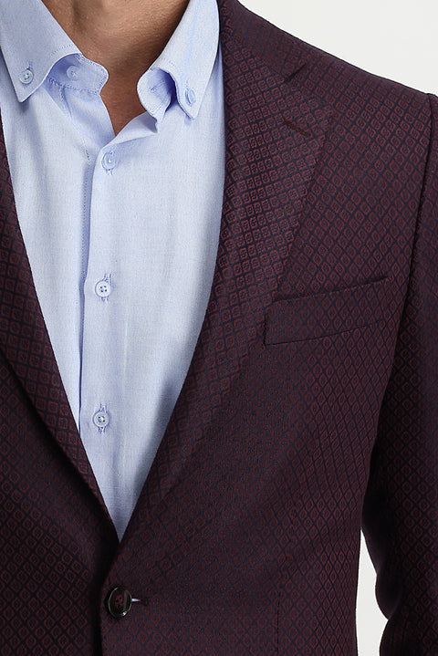 Burgundy 6 Drop Regular Fit Standard Cut Eyelet Jacket