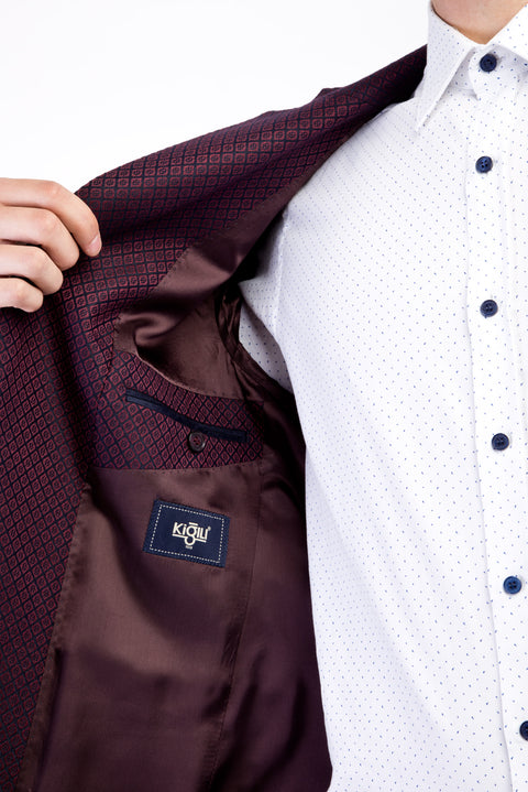 Burgundy 6 Drop Regular Fit Standard Cut Eyelet Jacket