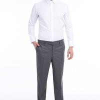 Medium Gray 4-Drop Relaxed Fit Lycra Classic Fabric Trousers