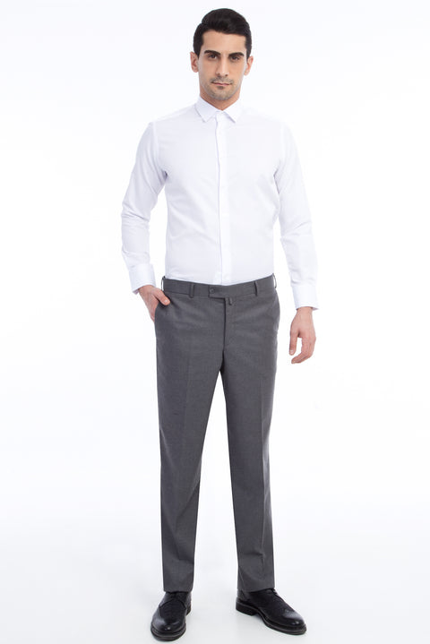 Orta Füme 6 Drop Regular Fit Standart Kesim Likralı Klasik Kumaş Pantolon