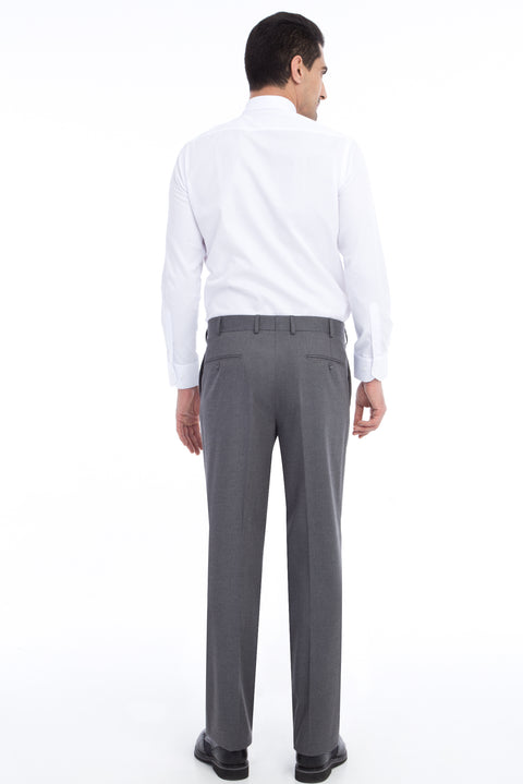Medium Gray 4-Drop Relaxed Fit Lycra Classic Fabric Trousers