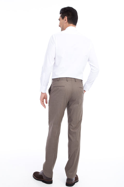 Mink 6 Drop Regular Fit Standard Cut Lycra Classic Fabric Trousers