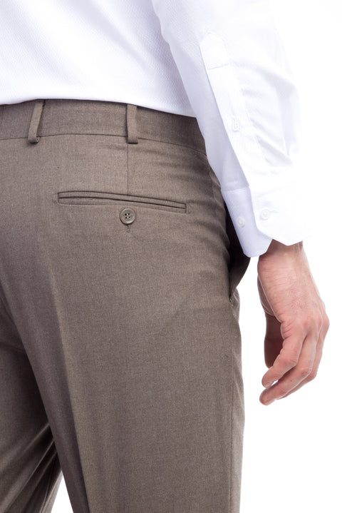 Mink 6 Drop Regular Fit Standard Cut Lycra Classic Fabric Trousers