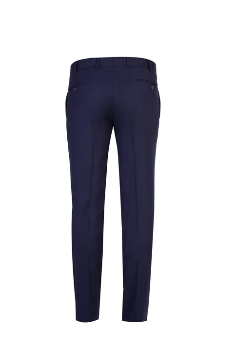 Navy Blue 7 Drop Slim Fit Narrow Cut Lycra Classic Fabric Trousers