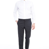 Anthracite 6 Drop Regular Fit Standard Cut Wool Classic Fabric Trousers