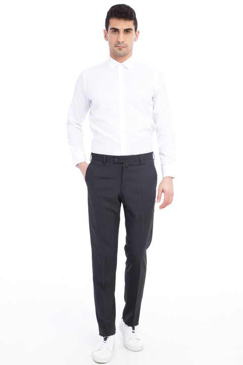 Anthracite 6 Drop Regular Fit Standard Cut Wool Classic Fabric Trousers