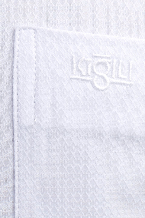 White Long-Sleeved Patterned Classic Shirt