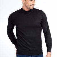 Black Half Turtleneck Wool Knit Sweater