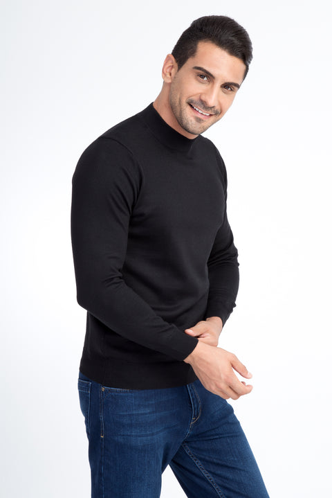 Black Half Turtleneck Wool Knit Sweater