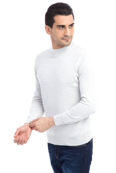 Light Grey Half Turtleneck Wool Knit Sweater