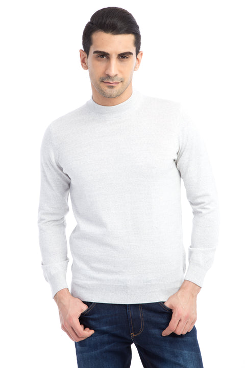 Light Grey Half Turtleneck Wool Knit Sweater