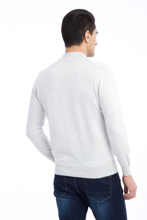 Light Grey Half Turtleneck Wool Knit Sweater