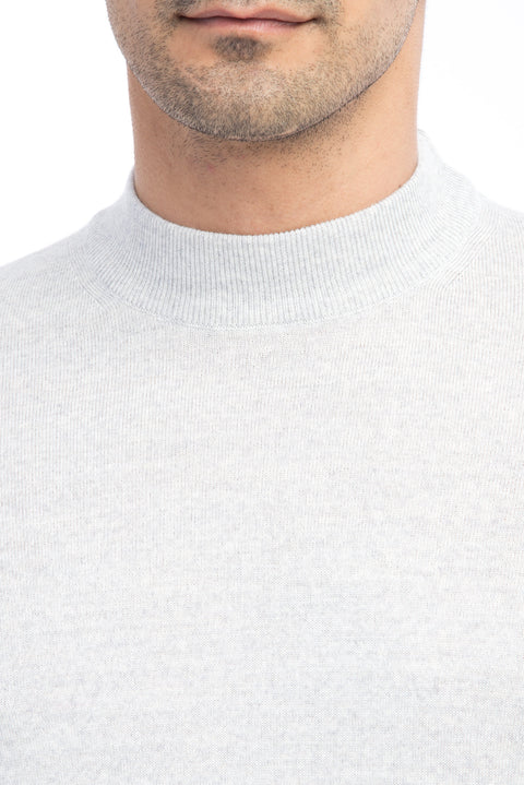Light Grey Half Turtleneck Wool Knit Sweater