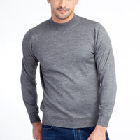 Medium Gray Semi-Turtleneck Wool Knit Sweater