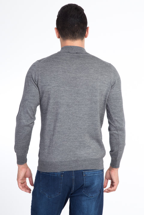 Medium Gray Semi-Turtleneck Wool Knit Sweater