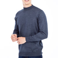Navy Blue Half Turtleneck Wool Knit Sweater