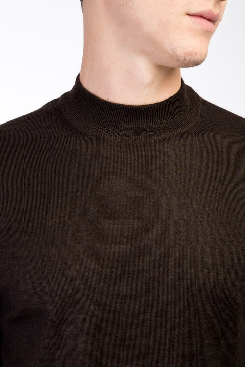 Coffee Half Turtleneck Wool Knit Sweater