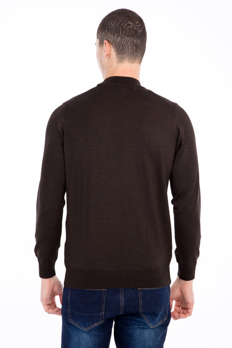 Coffee Half Turtleneck Wool Knit Sweater