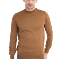 Light Brown - Camel Half Turtleneck Wool Knit Sweater