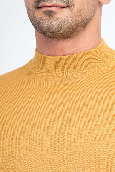 Light Brown - Camel Half Turtleneck Knit Sweater