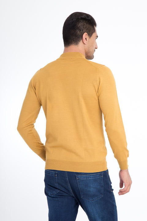 Light Brown - Camel Half Turtleneck Knit Sweater