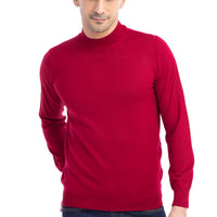 Red Half Turtleneck Wool Knit Sweater