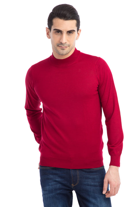 Red Half Turtleneck Wool Knit Sweater