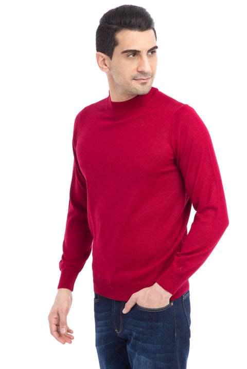Red Half Turtleneck Wool Knit Sweater